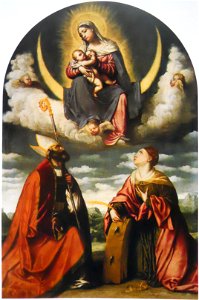 Madonna col Bambino in gloria con i santi Martino e Caterina. Free illustration for personal and commercial use.