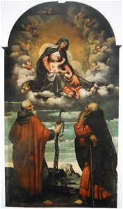 Madonna col Bambino in gloria con i santi Onofrio e Antonio Abate. Free illustration for personal and commercial use.