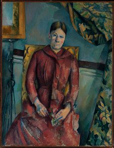 Madame Cézanne (Hortense Fiquet, 1850–1922) in a Red Dress MET DP320128