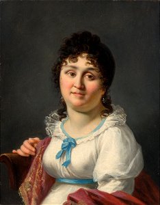 Madame Regnault with a Blue Ribbon, by Jean-Baptiste Regnault. Free illustration for personal and commercial use.