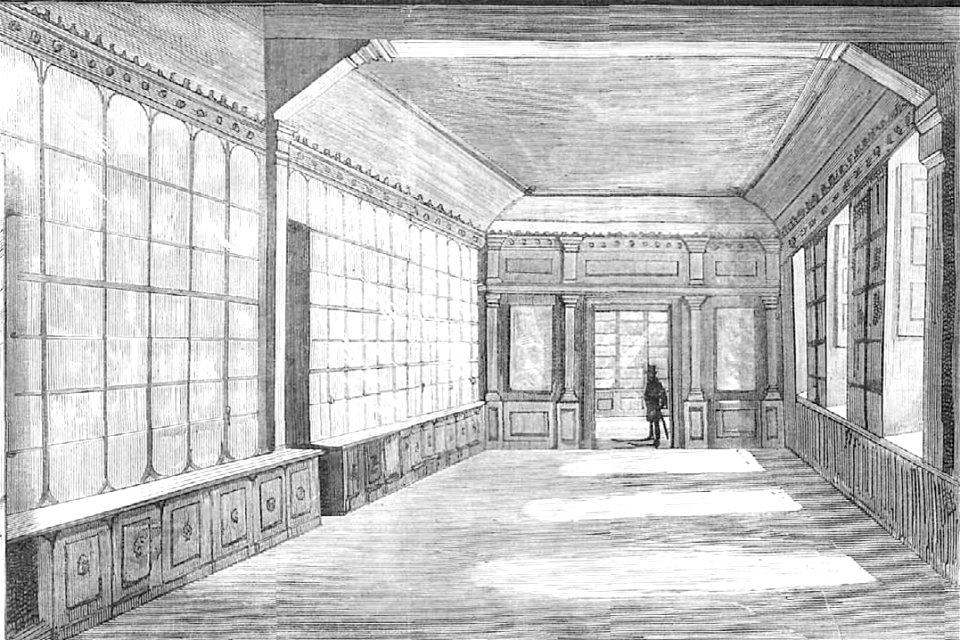 Madrid, Escuela-Modelo, inaugurada el 21 de septiembre de 1885, salón destinado a biblioteca, de Comba, La Ilustración Española y Americana, 30-09-1885 (cropped)