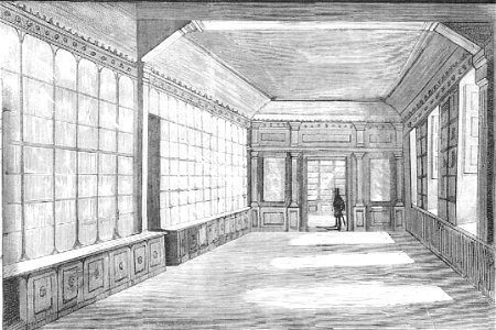 Madrid, Escuela-Modelo, inaugurada el 21 de septiembre de 1885, salón destinado a biblioteca, de Comba, La Ilustración Española y Americana, 30-09-1885 (cropped)