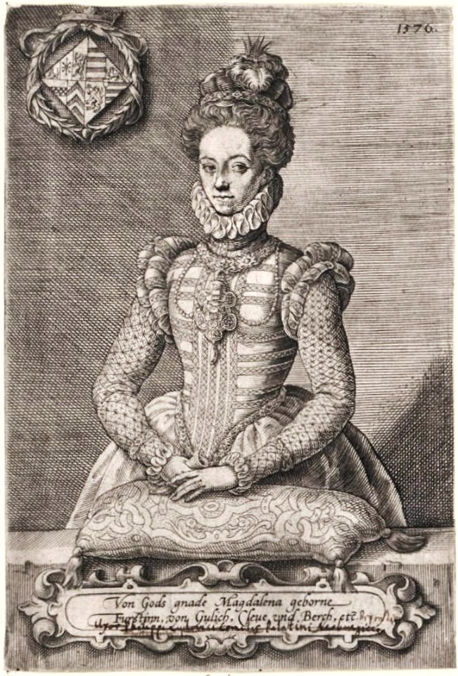 Magdalene, Prinzessin von Jülich-Kleve-Berg, engraving. Free illustration for personal and commercial use.