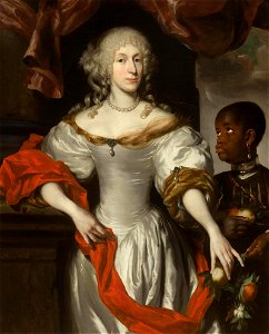 Nicolaes Maes - Portrait of a lady with a Moor