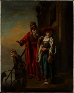 Nicolaes Maes - Dismissal of Hagar and Ishmael. Free illustration for personal and commercial use.