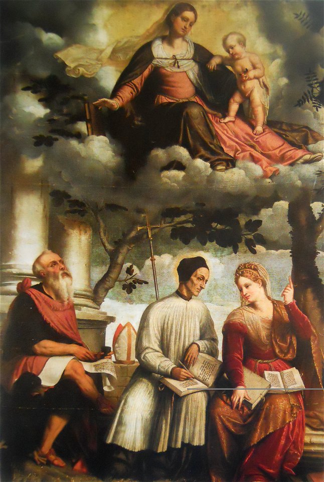 Madonna col Bambino in gloria con san Giovanni Evangelista, il beato Lorenzo Giustiniani e l'allegoria della Sapienza Divina
