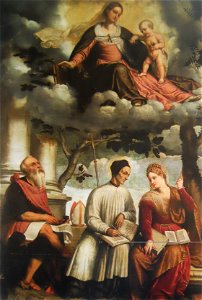 Madonna col Bambino in gloria con san Giovanni Evangelista, il beato Lorenzo Giustiniani e l'allegoria della Sapienza Divina