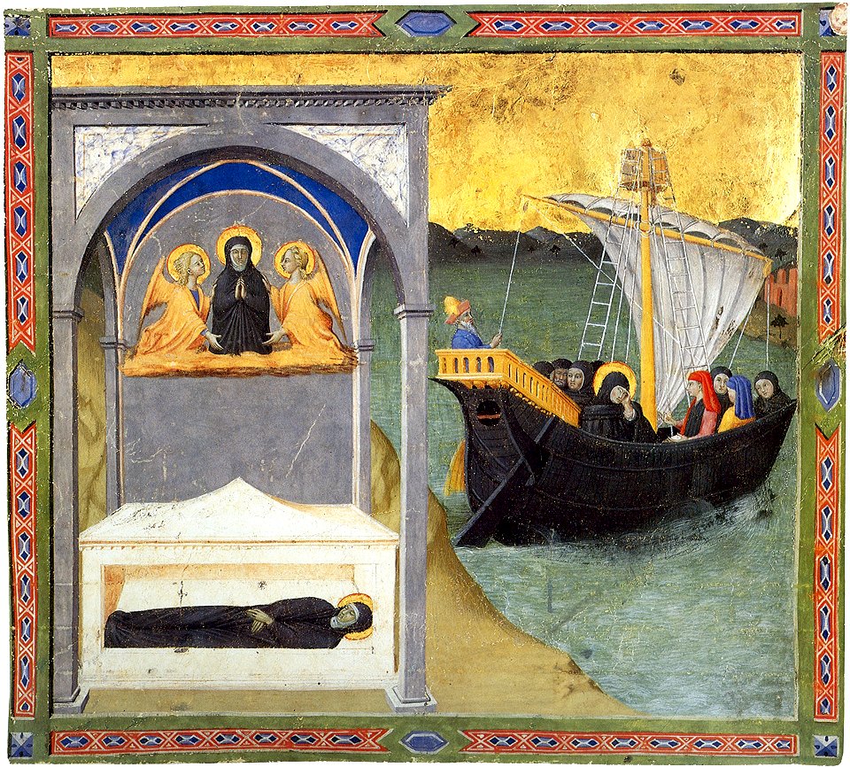 Maestro dell'osservanza, sepoltura di santa monica e partenza di sant'agostino
