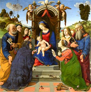 Madonna and Child Enthroned with Saints Piero di Cosimo. Free illustration for personal and commercial use.