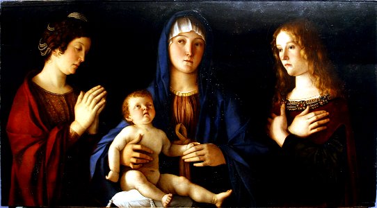 Madonna and the Child between Saints Catherine and Mary Magdalene by Giovanni Bellini - Accademia - Venice 2016 - crop