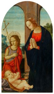 Maestro di San Miniato Maria mit Christus und dem Johannesknaben. Free illustration for personal and commercial use.