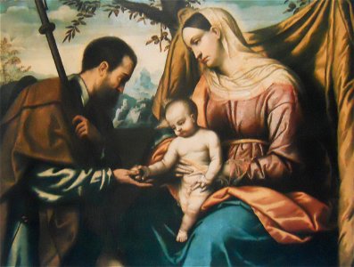 Madonna col Bambino e san Rocco (Moretto). Free illustration for personal and commercial use.