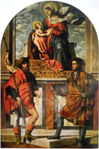 Madonna col Bambino con i santi Rocco e Sebastiano. Free illustration for personal and commercial use.