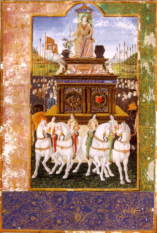 Maestro del senofonte hamilton, trionfo di re ferdinando d'aragona, berlino kupferstichkabinett, senofonte, ciropedia, inv. 78c 24 f 1v