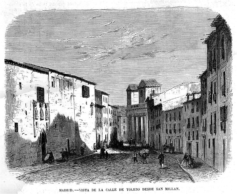 Madrid, vista de la calle de Toledo desde San Millán