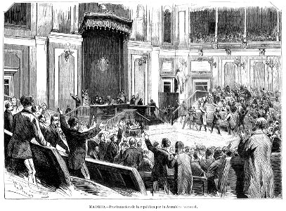 Madrid, proclamación de la república por la Asamblea nacional, de Pellicer