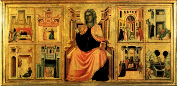 Maestro della Santa Cecilia, Santa Cecilia e storie della sua vita, 1304 circa, 182x85 cm uffizi
