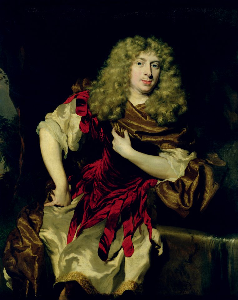 Nicolaes Maes - Portrait of a Young Man in Fantasy Costume by a Fountain XKH149200