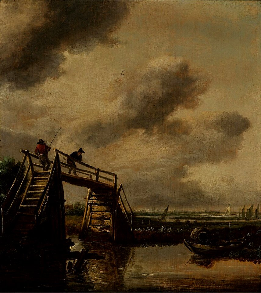 Maerten Fransz. van der Hulst - Hengelaars op een houten bruggetje - 2523 (OK) - Museum Boijmans Van Beuningen