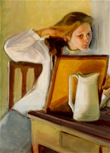 Magnus Enckell - Hiuksiansa suoriva tyttö