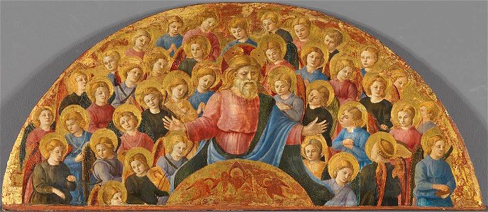 Maestro della Natività di Castello (Umkreis) - Gottvater mit Engeln, Lünette Himmlische Glorie - 646 - Bavarian State Painting Collections