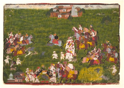 Maharana Sangram Singh Hunting Wild Boar, Mewar 1725 Metmuseum