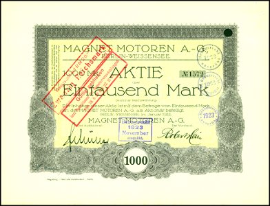 Magnet Motoren AG 1922 1000 Mk