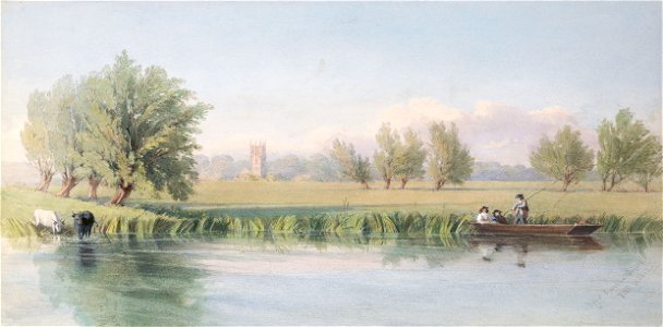 Magdalen College Tower, Oxford, Oxfordshire, from the River Cherwell P6194