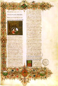 Maestro del senofonte hamilton,incipit, bibl ap vaticana, san girolamo commentarium in ezechielem et in danielem prhophetam, ms. urb lat 57 f. 2r