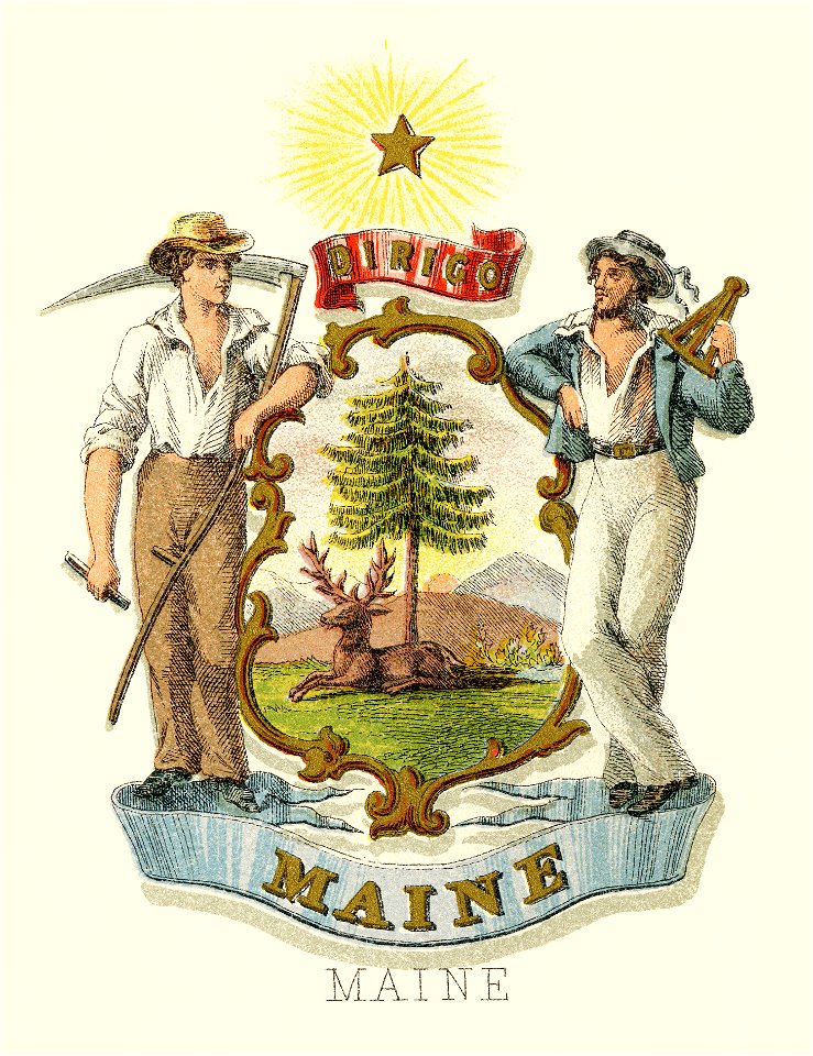 Maine state coat of arms (illustrated, 1876)
