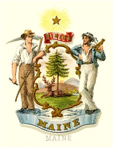 Maine state coat of arms (illustrated, 1876)