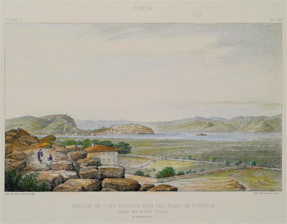 Maison de Capo d'Istria sous les murs de Tirynthe Nauplie dans le golfe d'Argos - Rey Etienne - 1867