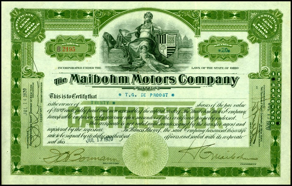 Maibohm Motors Comp. 1920