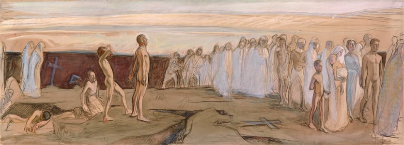 Magnus Enckell - Ylösnousemus, Tampereen Tuomiokirkon alttaritaulun kokonaisluonnos - A II 956 - Finnish National Gallery
