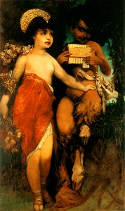 Makart hans faun und nymph pan und flora