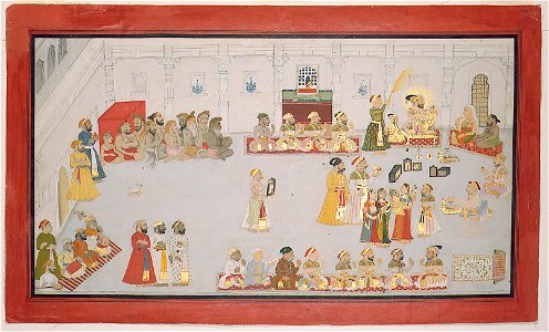 Maharana Sangram Singh with His Children and Courtiers (6125055634)