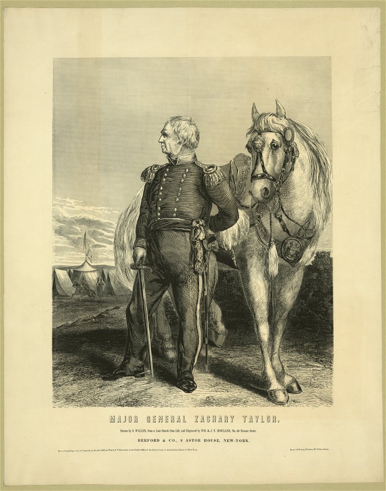 Major General Zachary Taylor - drawn by S. Wallin, from a late sketch from life ; and engraved by Wm. & J.T. Howland, no. 69 Nassau Street. LCCN2003656581. Free illustration for personal and commercial use.