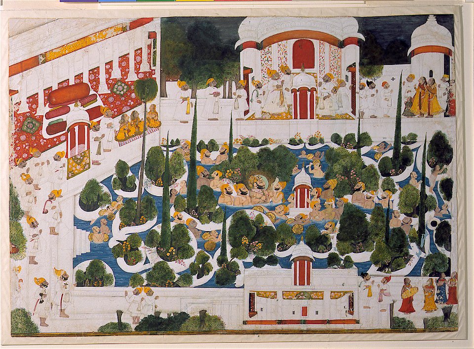 Maharana Bhim Singh frolics with noblemen in the palace pool (6124509541)