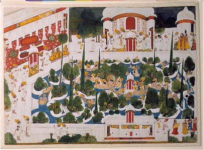 Maharana Bhim Singh frolics with noblemen in the palace pool (6124509541)