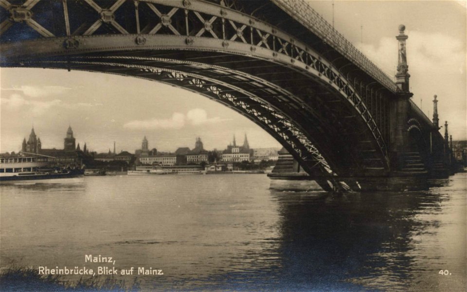 Mainz, Rheinland-Pfalz - Rheinbrücke, Blick auf Mainz (Zeno Ansichtskarten)