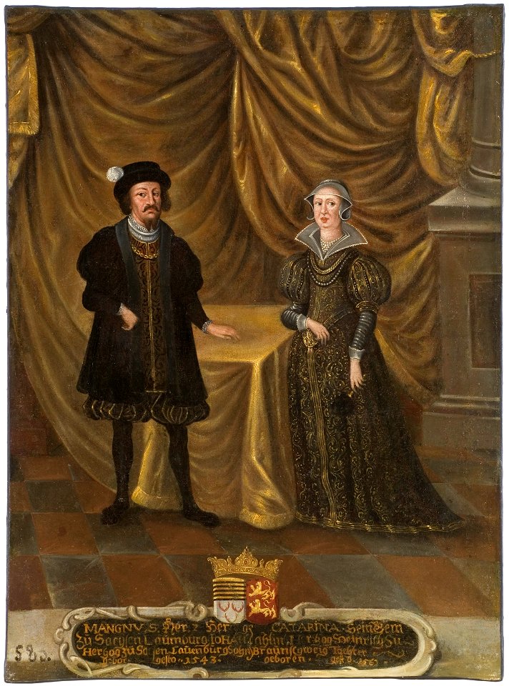 Magnus I, död 1543, hertig av Sachsen-Lauenburg, Katarina, 1488-1563, prinsessa av Braunschweig - Nationalmuseum - 15280