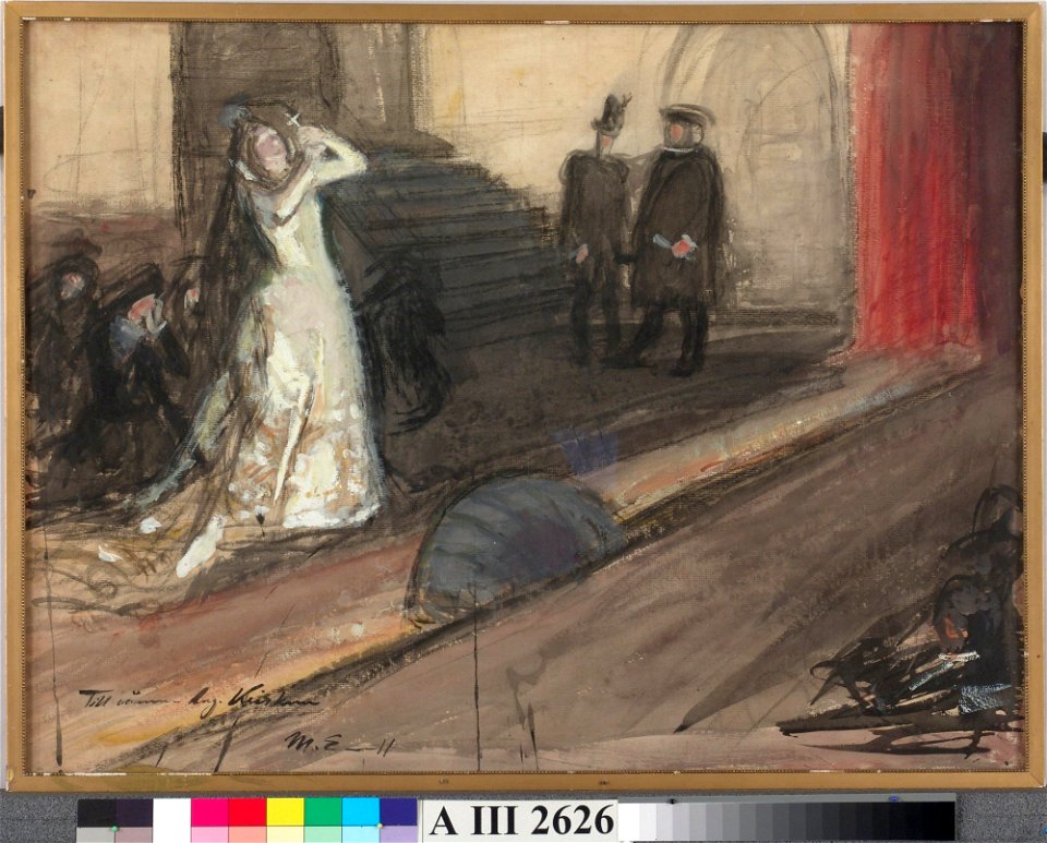 Magnus Enckell - Theatre Scene (Ida Aalberg as Maria Stuart) - A III 2626 - Finnish National Gallery