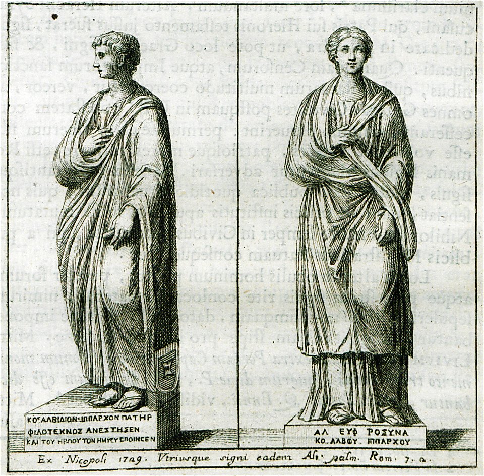 Male and female statues of Roman era from Nikopolis, Epirus - Paciaudi Paolo Maria - 1761