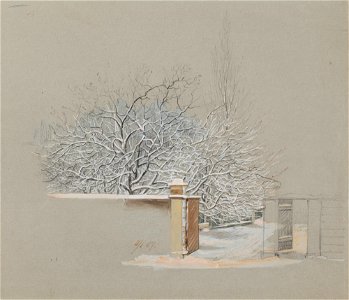 Magnus von Wright - Lumisia puita Annankatu 15-n pihalla - A I 36-14 - Finnish National Gallery