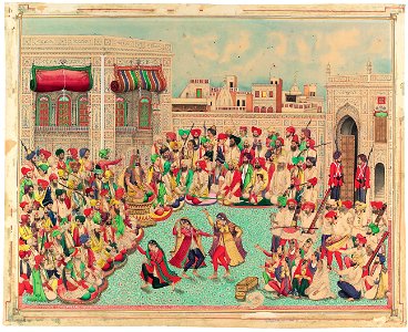 Maharaja Sher Singh and Companions Watching a Dance Performance (6124597087)