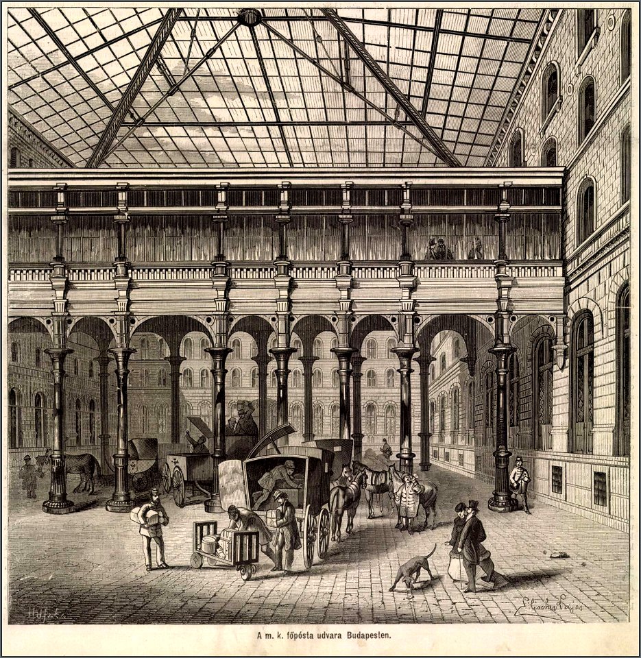 Magyar királyi főposta udvara Budapesten, Magyarország és a Nagyvilág, 1875