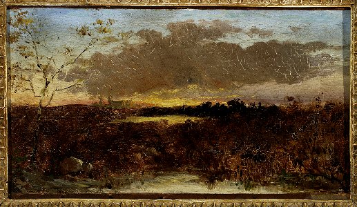 Maksymilian Gierymski - View of marshes at sunset - MP 1366 MNW - National Museum in Warsaw. Free illustration for personal and commercial use.