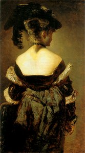 Makart hans dame mit federhut in ruckenansicht