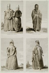 Mahométanes voiées Égyptienne voiée Européenne couverte d'un schal Européenne couverte d'un Mahhrama - D'ohsson Mouradgea - 1790