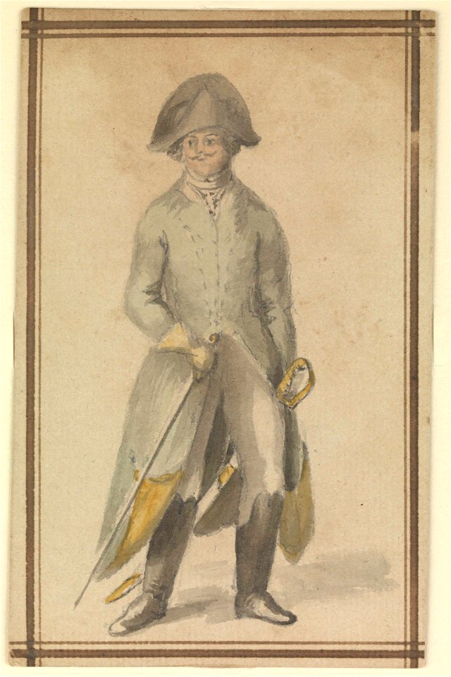 Male figure in military uniform (Bray album) RMG PT2046